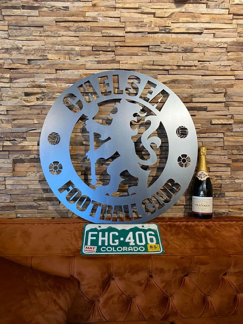 Chelsea FC logo gelaserd in cortenstaal