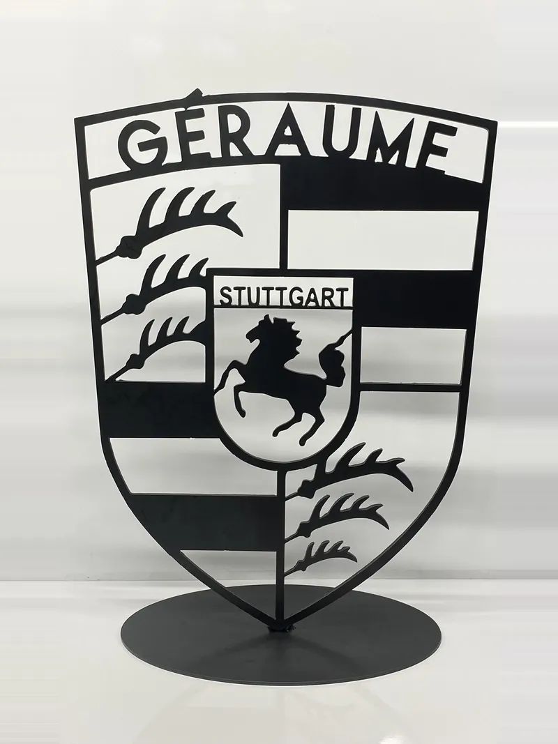 Gelaserd wapenschild Géraume op ovalen voetje